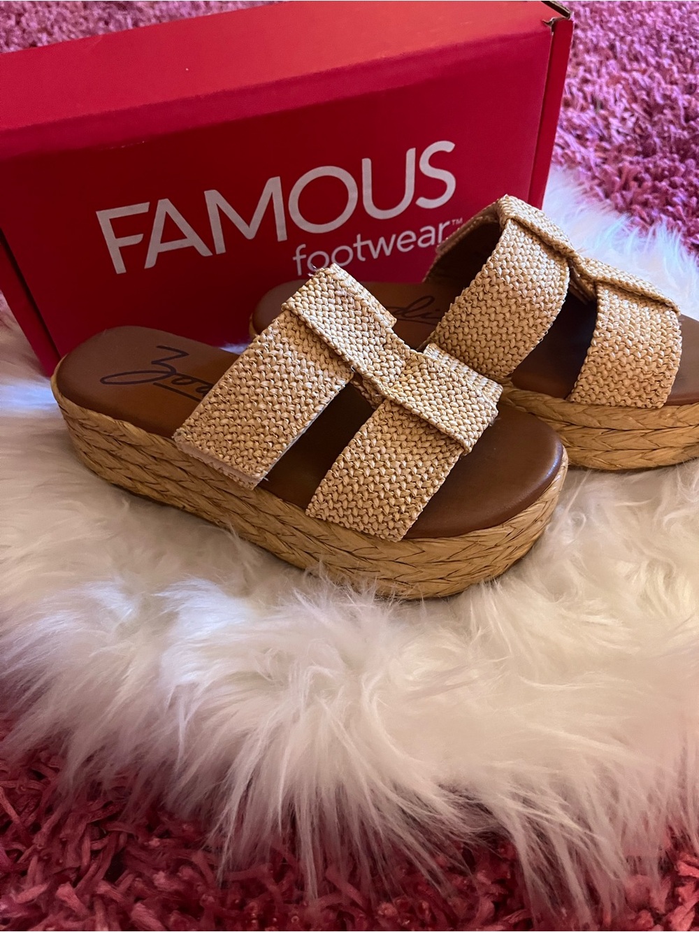 Zodiac Natural Woven Platform Slide Sandals